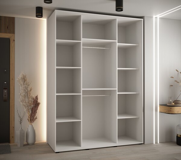 Šatníková skriňa ASIRI 3 - 180/60 cm, biela / dub artisan / strieborná