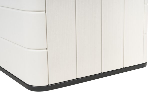 Záhradný úložný box biely plast 116 x 60 cm s držadlami na vonkajšie textílie exteriér
