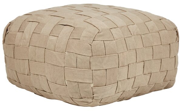 Záhradný taburet béžový syntetický materiál 50 x 50 cm štvorcový tvar pletený ručná výroba puf podnožka boho štýl interiér exteriér