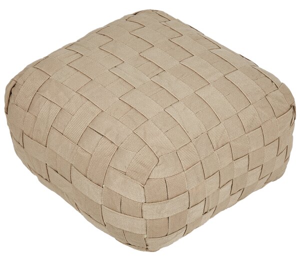 Záhradný taburet béžový syntetický materiál 50 x 50 cm štvorcový tvar pletený ručná výroba puf podnožka boho štýl interiér exteriér