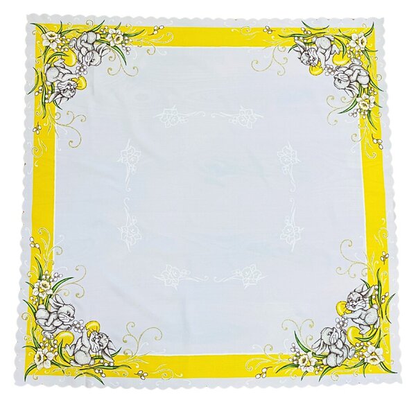 Veľkonočný obrus Zajačiky žltý 90x90cm TiaHome