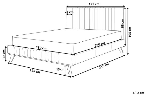 Posteľ svetlosivá 180 x 200 cm čalúnený ženilkový rám postele vysoké prešívané čelo spálňa