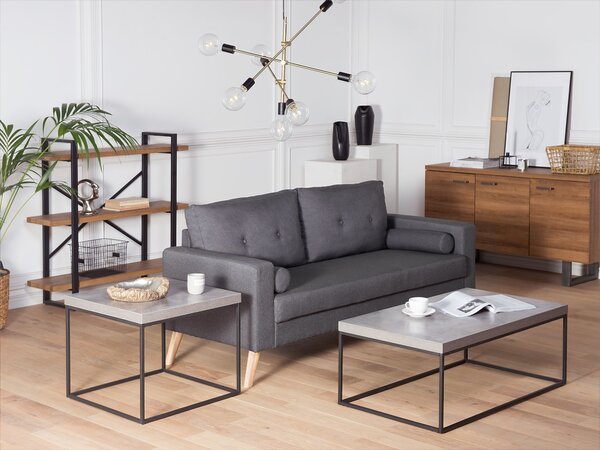 Konferenčný stolík sivý betónový efekt čierne kovové nohy 100 x 60 cm obdĺžnikový industriálny glamour dizajn