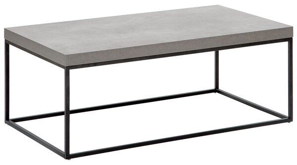 Konferenčný stolík sivý betónový efekt čierne kovové nohy 100 x 60 cm obdĺžnikový industriálny glamour dizajn