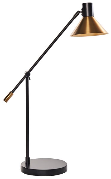 Stolná lampa čierna zlatá kov železo nastaviteľné tienidlo a rameno moderný štýl obývačka spálňa kancelária
