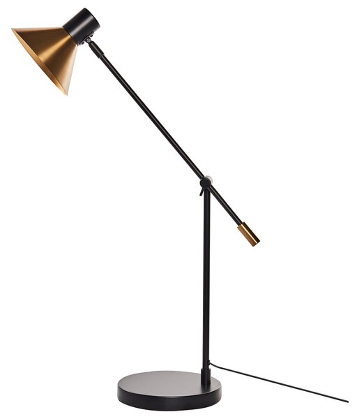 Stolná lampa čierna zlatá kov železo nastaviteľné tienidlo a rameno moderný štýl obývačka spálňa kancelária