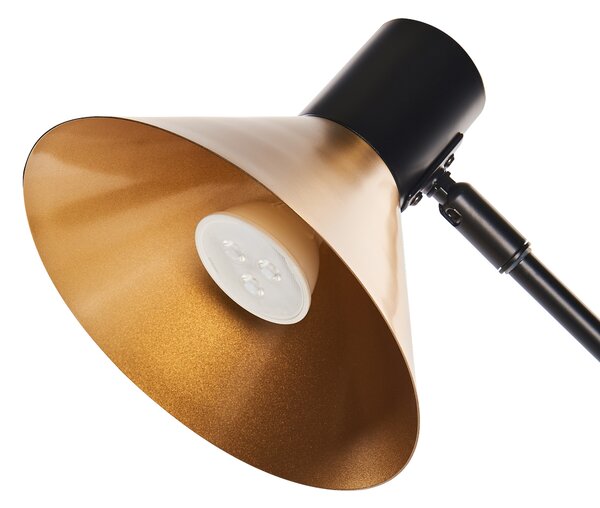 Stolná lampa čierna zlatá kov železo nastaviteľné tienidlo a rameno moderný štýl obývačka spálňa kancelária