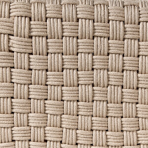 Vonkajší taburet sivobéžový syntetický materiál 50 x 50 x 35 cm štvorcový tvar pletený ručná výroba puf podnožka moderný boho štýl záhrada