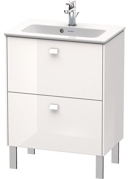 DURAVIT Brioso stojaca skrinka pod umývadlo Compact na nožičkách, 2 zásuvky, 620 x 389 x 835 mm, biela vysoký lesk, BR440602222