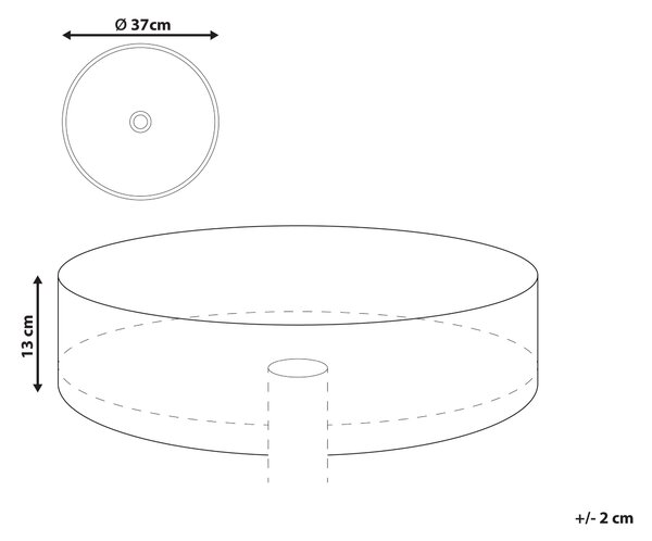 Kúpeľňové umývadlo na dosku matné čierne keramické 37 cm okrúhle moderný štýl