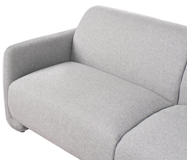Sedacia súprava sivá látkové čalúnenie polyester 3-miestna pohovka kreslo široké operadlá podrúčky retro štýl obývacia izba