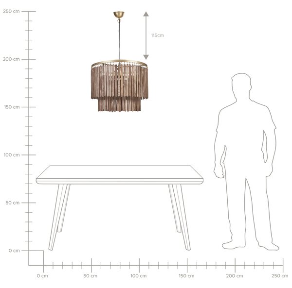 Závesná lampa tmavé mangové drevo prírodné tienidlo boho industriálny štýl ručne vyrobené bytové doplnky