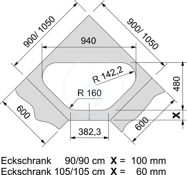 Franke QF COG 651E BL - Drez kuchynský rohový, biely ľad