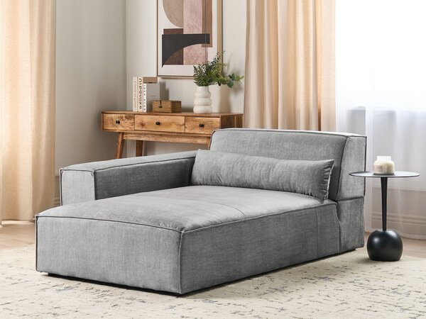 Leňoška sivá látkové čalúnenie pravostranná nohy zo syntetického materiálu minimalistický moderný štýl obývacia izba