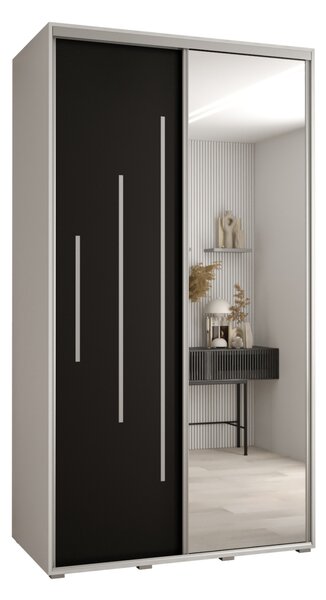 Šatníková skriňa ASIRI 13 - 140/60 cm, biela / čierna / strieborná