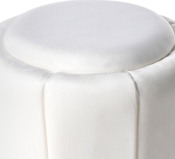 Taburetka biela zamatová čalúnená zlatý podstavec okrúhla ø 43 x 37 cm elegantná glamour