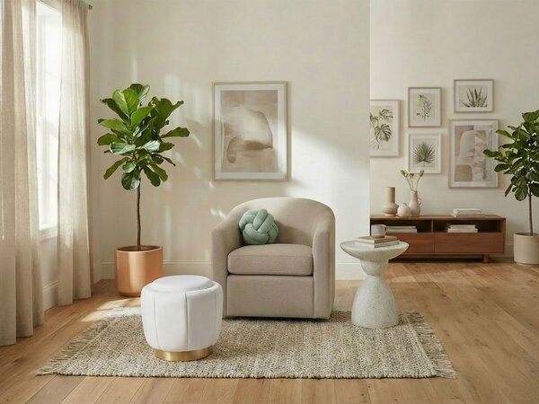 Taburetka biela zamatová čalúnená zlatý podstavec okrúhla ø 43 x 37 cm elegantná glamour