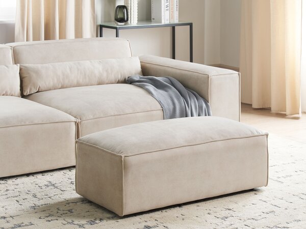 Taburet béžový zamatové čalúnenie podnožka minimalistický moderný štýl obývacia izba
