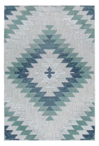 Šnúrkový koberec Bahama 3D geometrický, sivý / krémový