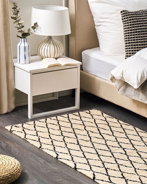 Koberec béžová a čierna polyester 80 x 150 cm geometrický vzor moderný štýl obývačka spálňa