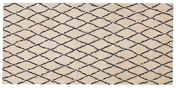 Koberec béžová a čierna polyester 80 x 150 cm geometrický vzor moderný štýl obývačka spálňa