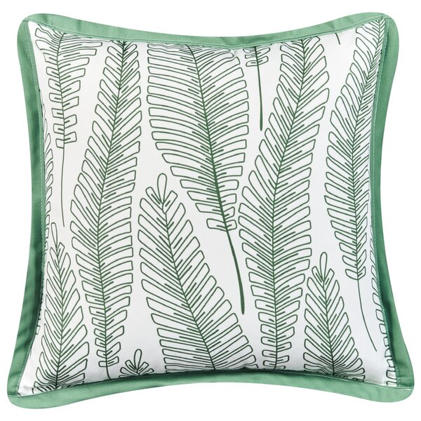 Sada 2 vonkajších dekoratívnych vankúšov zelená polyester 45 x 45 cm vzor listov záhradné doplnky
