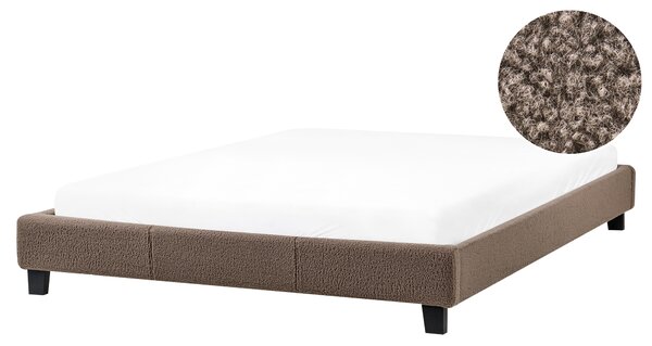 Posteľ čalúnená sivobéžová buklé 160 x 200 cm rám postele s roštom bez čela spálňa moderný minimalistický štýl