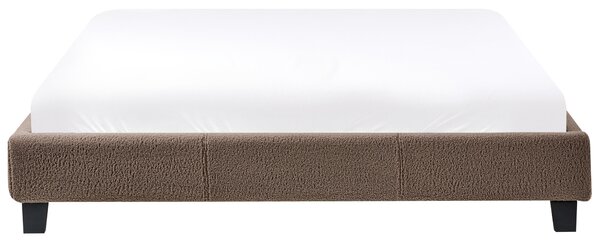Posteľ čalúnená sivobéžová buklé 160 x 200 cm rám postele s roštom bez čela spálňa moderný minimalistický štýl