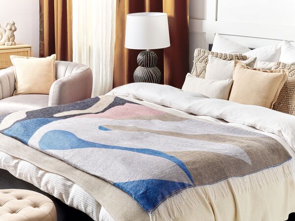 Deka farebná akryl polyester 130 x 170 cm prikrývka na posteľ abstraktný vzor strapce obývačka spálňa