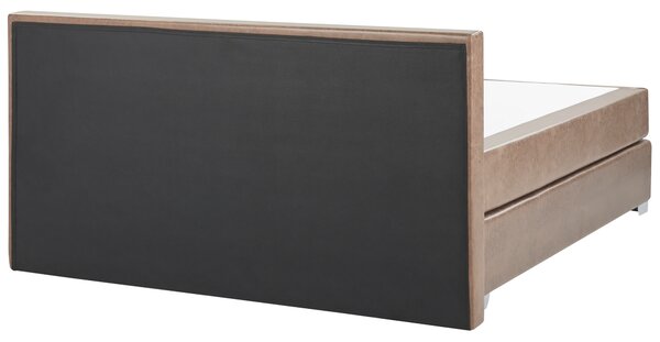 Kontinentálna posteľ hnedá umelá koža 180 x 200 cm vreckový pružinový matrac s čelom moderný štýl spálňa