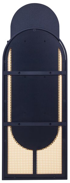 Nástenné zrkadlo prírodné ratanové čierny kovový rám zo železa 53 x 143 cm oválne na stenu obývacia izba spálňa chodba