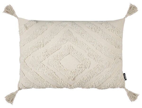 Sada 2 dekoratívnych vankúšov béžová bavlnená 40 x 60 cm so strapcami a geometrickým vzorom boho dizajn