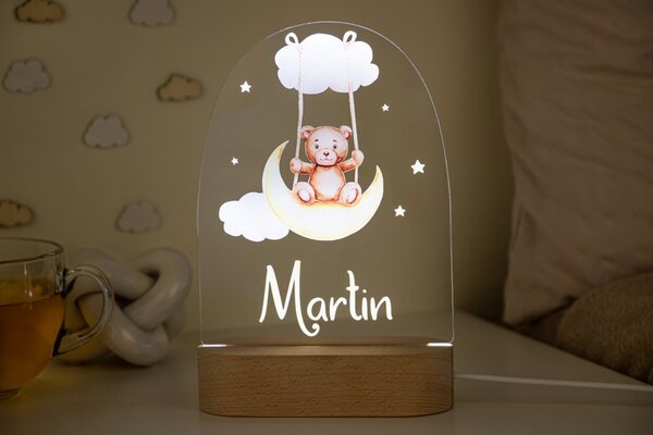 Detská nočná lampa s menom - macko