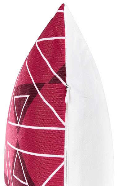 Sada 2 záhradných vankúšov ružová polyester geometrický vzor 40 x 60 cm obdĺžniková moderný štýl vonkajšia terasa vodoodolná