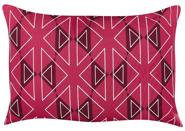 Sada 2 záhradných vankúšov ružová polyester geometrický vzor 40 x 60 cm obdĺžniková moderný štýl vonkajšia terasa vodoodolná