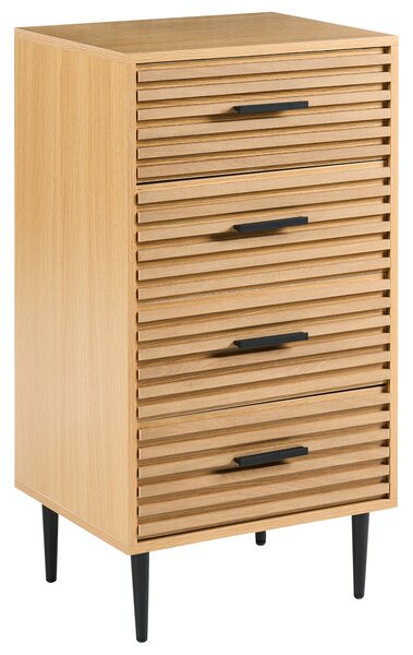 Komoda svetlohnedá MDF 4 zásuvky úložný priestor železné nohy moderný štýl spálňa