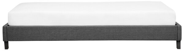 Posteľ sivá látkové čalúnenie 90 x 200 cm rám bez čela lamelový rošt moderný štýl spálňa