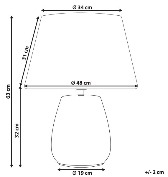 Stolná lampa sivá a béžová keramická 63 cm biele kužeľové tienidlo ručne vyrobená nočná lampa osvetlenie do obývačky a spálne