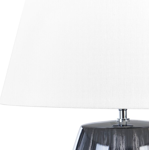Stolná lampa sivá a béžová keramická 63 cm biele kužeľové tienidlo ručne vyrobená nočná lampa osvetlenie do obývačky a spálne