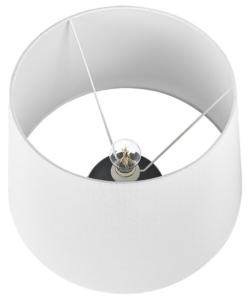 Stolná lampa sivá a béžová keramická 63 cm biele kužeľové tienidlo ručne vyrobená nočná lampa osvetlenie do obývačky a spálne