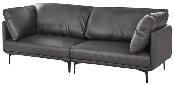 3-miestna pohovka čierna vegánska ekokoža polyester na nohách moderný industriálny štýl obývacia izba