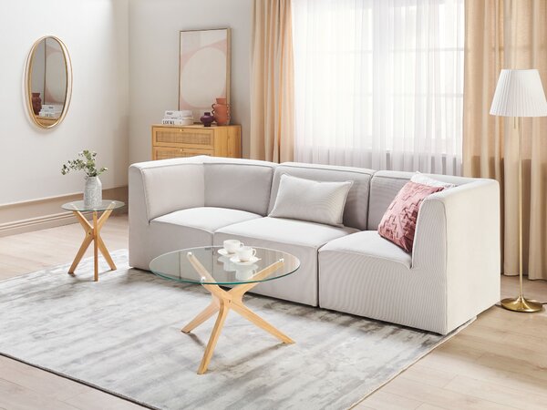 Modulárna 3-miestna pohovka krémová biela menčestrová moderný dizajn minimalistický štýl