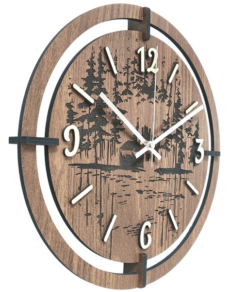Drevené hodiny na stenu les 30 až 50 cm | NILSE: HDF - Javor 30 cm 4804-115436 HDF0702-ruky-silver