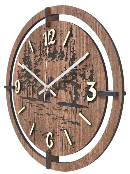 Drevené hodiny na stenu les 30 až 50 cm | NILSE: HDF - Javor 30 cm 4804-115436 HDF0702-ruky-silver