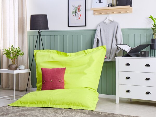 Sedací vak limetkovozelený nylonový 140 x 180 cm vodoodolný poťah so zipsom polystyrénová výplň