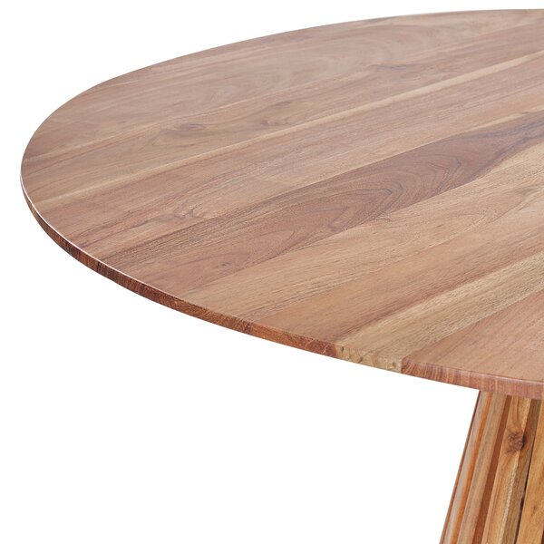 Jedálenský stôl tmavé akáciové drevo 120 cm okrúhly pre 4 osoby moderná jedáleň