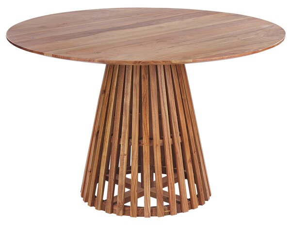 Jedálenský stôl tmavé akáciové drevo 120 cm okrúhly pre 4 osoby moderná jedáleň