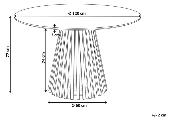 Jedálenský stôl tmavé akáciové drevo 120 cm okrúhly pre 4 osoby moderná jedáleň