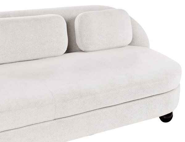 3-miestna pohovka krémová biela polyester látkové čalúnenie drevené nohy s vankúšmi moderný štýl