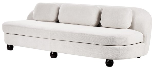 3-miestna pohovka krémová biela polyester látkové čalúnenie drevené nohy s vankúšmi moderný štýl